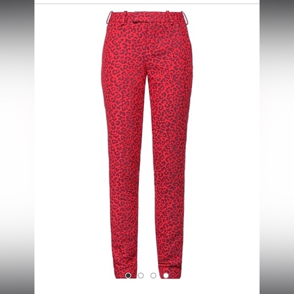 Zadig & Voltaire Black & Red Jacquard Leopard Print Prune Jac Leo Pants 34/XS - Picture 6 of 16